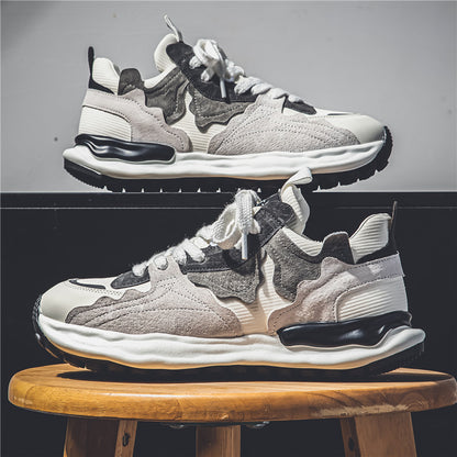 Men's Patchwork Color-blocked Soft Lace-up Sneakers