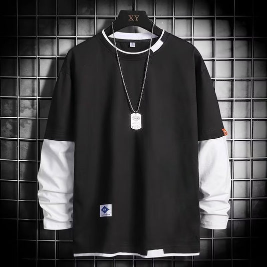 Functional Wind Fake Two Piece Men's Sweater