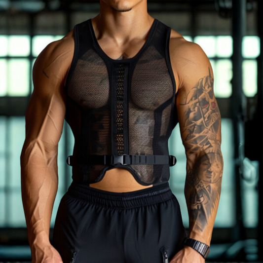 Men's Personalized Transparent Mesh Fitness Sleeve Vest