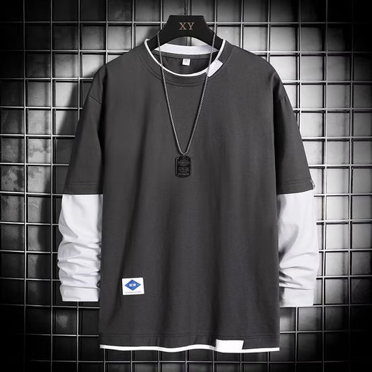Functional Wind Fake Two Piece Men's Sweater