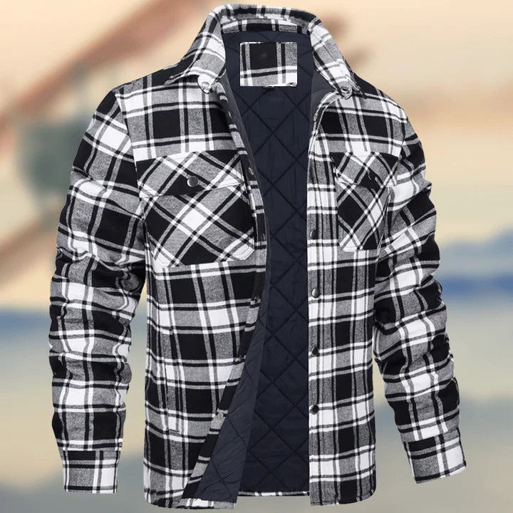 Stylish Plaid Quilted Jacket for Men - Perfect for Casual and Outdoor Wear