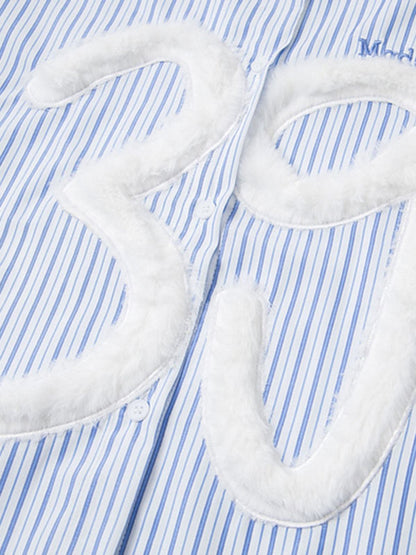 Striped Shirt with Fuzzy Number 39 Design