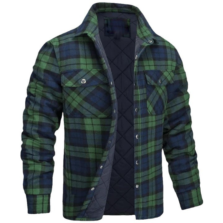Stylish Plaid Quilted Jacket for Men - Perfect for Casual and Outdoor Wear