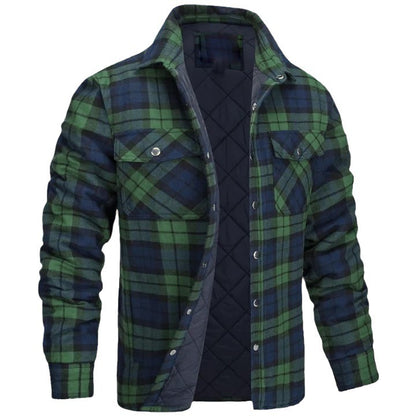 Stylish Plaid Quilted Jacket for Men - Perfect for Casual and Outdoor Wear
