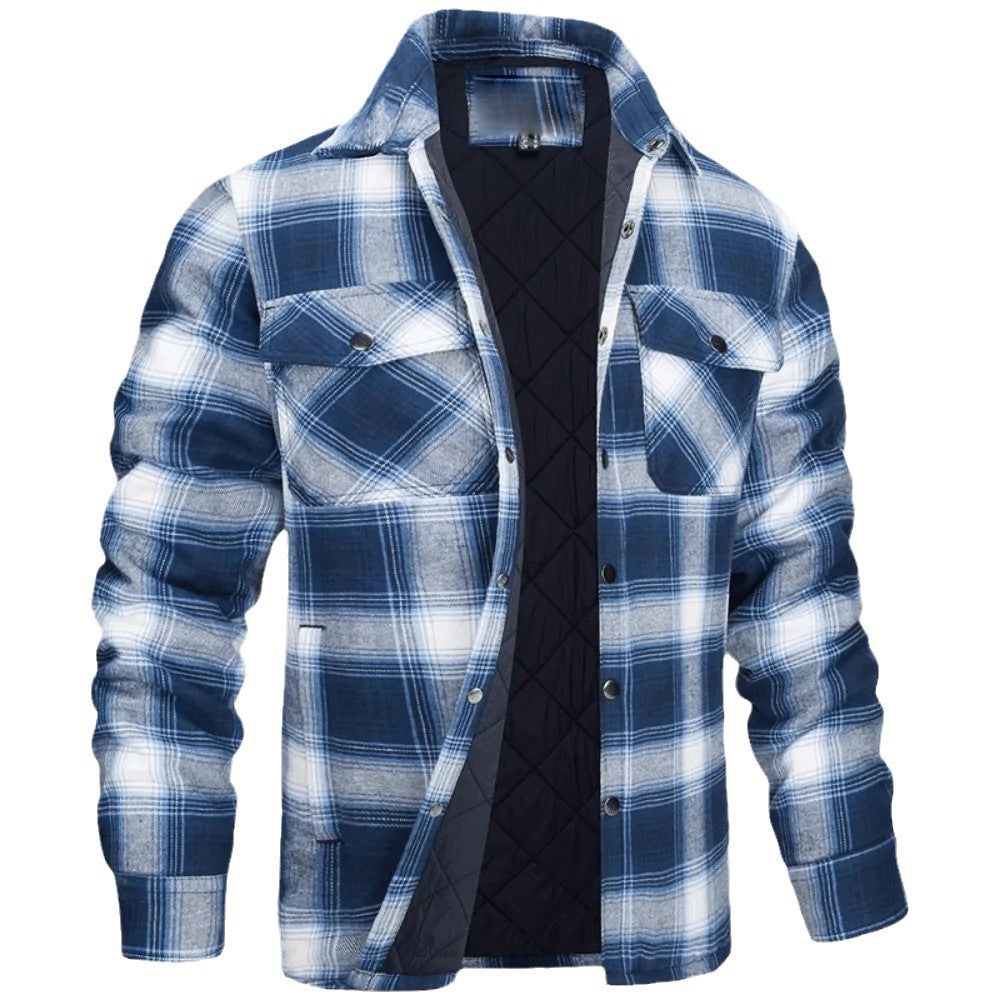 Stylish Plaid Quilted Jacket for Men - Perfect for Casual and Outdoor Wear