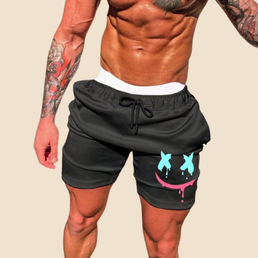 Smile Print Casual Sports Surf Shorts