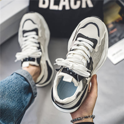 Men's Patchwork Color-blocked Soft Lace-up Sneakers