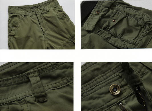 Men's Vintage Multi-pocket Drawstring Cotton Cargo Shorts