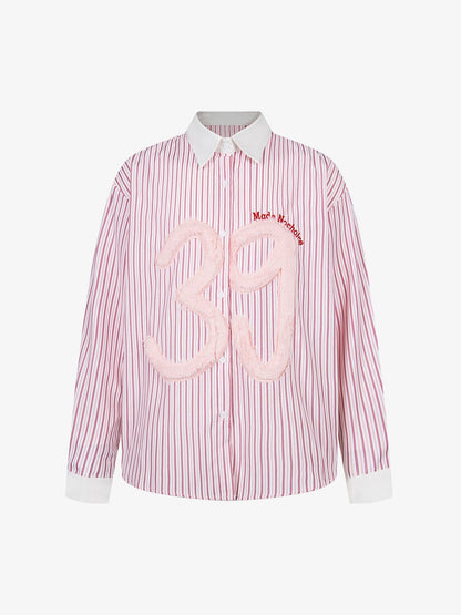 Striped Shirt with Fuzzy Number 39 Design