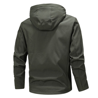 Men's Military Green Hooded Jacket - Perfect for Outdoor Adventures and Casual Wear