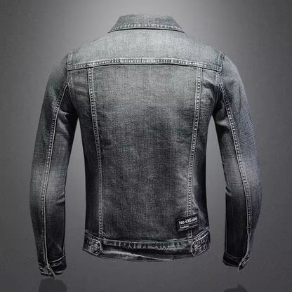 Stylish Men's Denim Jacket with Unique Embroidery - Perfect for Casual and Trendy Looks
