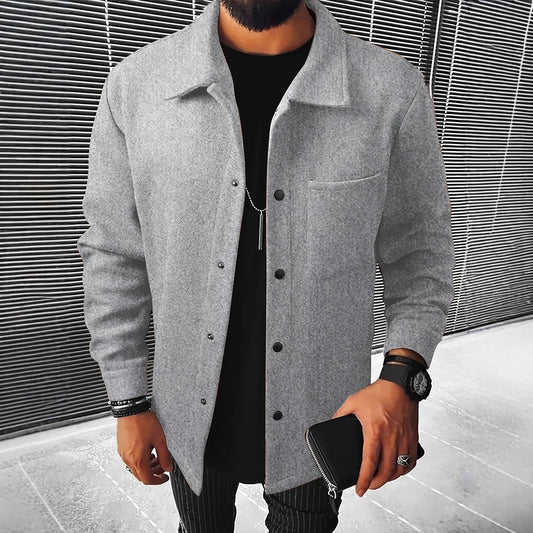 Stylish Men's Grey Button-Up Jacket for Modern Fashionistas