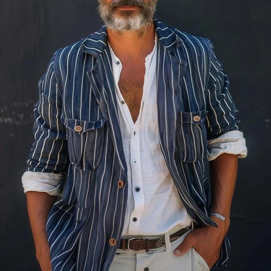 Striped Casual Blazer for Men - Stylish and Comfortable Jacket