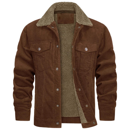 Warm Corduroy Jacket with Faux Fur Lining for Men - Perfect for Cold Weather