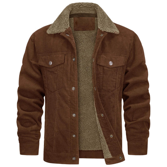 Warm Corduroy Jacket with Faux Fur Lining for Men - Perfect for Cold Weather