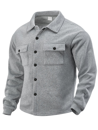 Stylish Black Button-Up Shirt Jacket for Men - Perfect for Casual and Outdoor Adventures