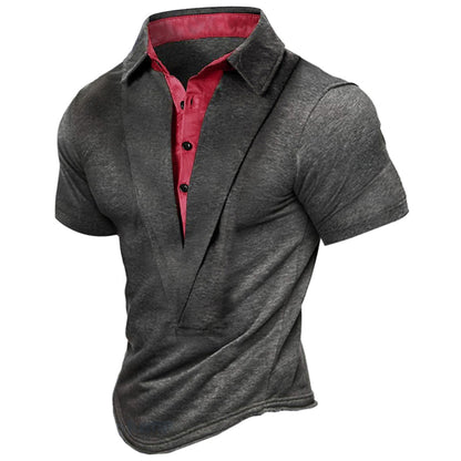 Men's Outdoor Retro Casual Shirt Collar Short Sleeve T-Shirt