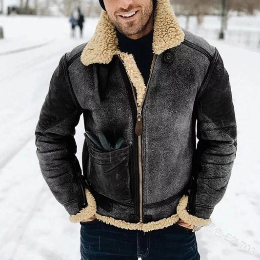 Winter Warmth Aviator Jacket with Faux Fur Trim