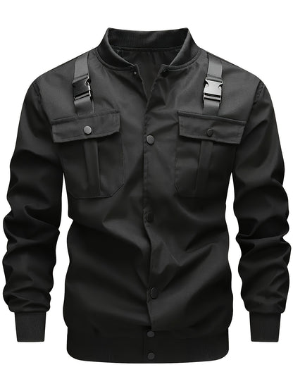Military-Style Utility Jacket with Adjustable Shoulder Straps