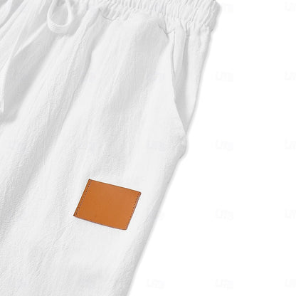 Stylish White Drawstring Waist Pants