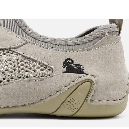 Men's Plus Size Ram Mesh Genuine Leather Lace Up Soft Octopus Sole Sneakers Casual Shoes
