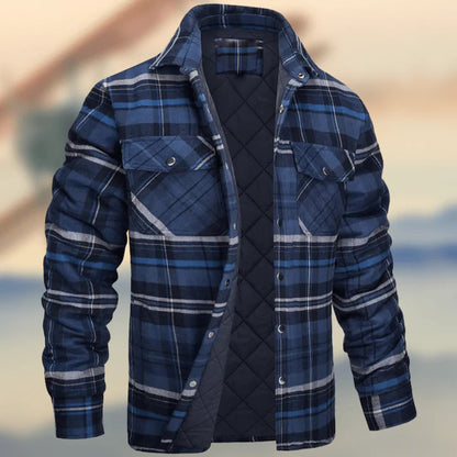 Stylish Plaid Quilted Jacket for Men - Perfect for Casual and Outdoor Wear