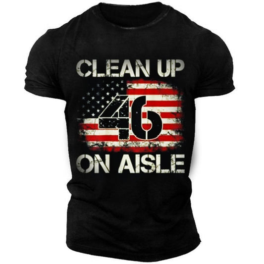 Vintage American Flag Patriotic Clean Up On Aisle 46 Men's T-Shirt