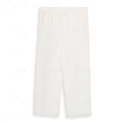 Men's Linen Buttoned Plain Pants