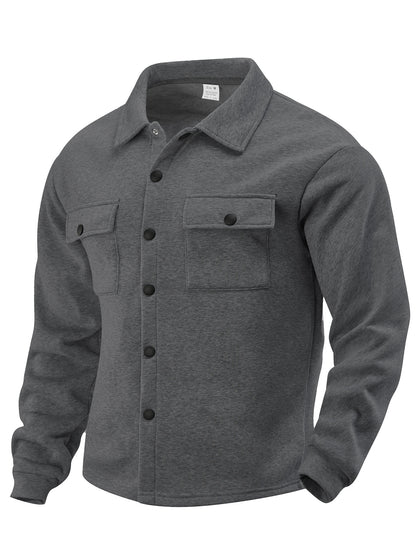 Stylish Black Button-Up Shirt Jacket for Men - Perfect for Casual and Outdoor Adventures