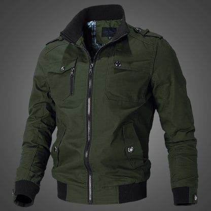 Men's Stylish Beige Bomber Jacket - Perfect for Casual and Outdoor Adventures