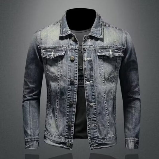 Stylish Distressed Denim Jacket for Men - Perfect for Casual and Trendy Looks