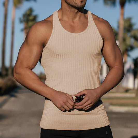 Men's Solid Color Fitness Sports Slim Knitted Vest
