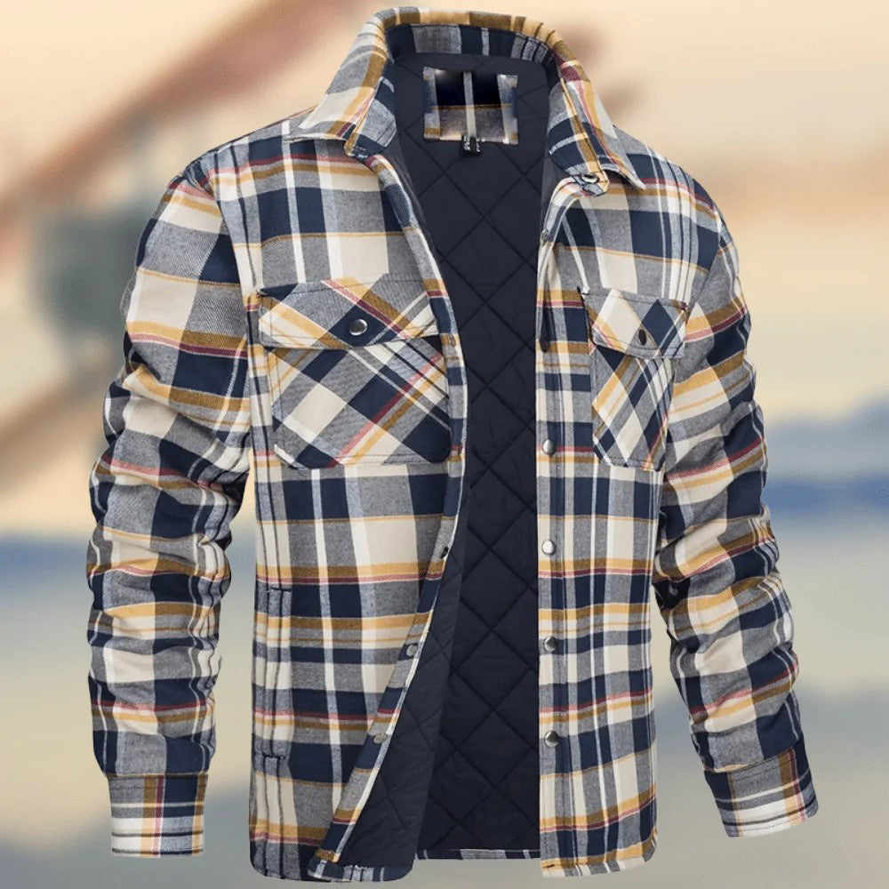Stylish Plaid Quilted Jacket for Men - Perfect for Casual and Outdoor Wear