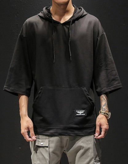 Street Trendy Short-sleeved Solid Color Sweatshirt