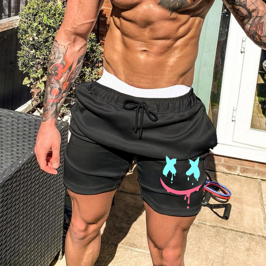 Smile Print Casual Sports Surf Shorts