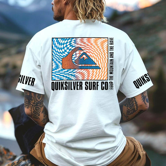 Men's Vintage Surf Print Beach Daily Crew Neck Short Sleeve T-Shirt