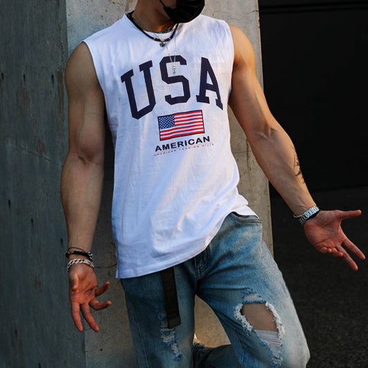 Retro Oversized USA Men's Tank Top